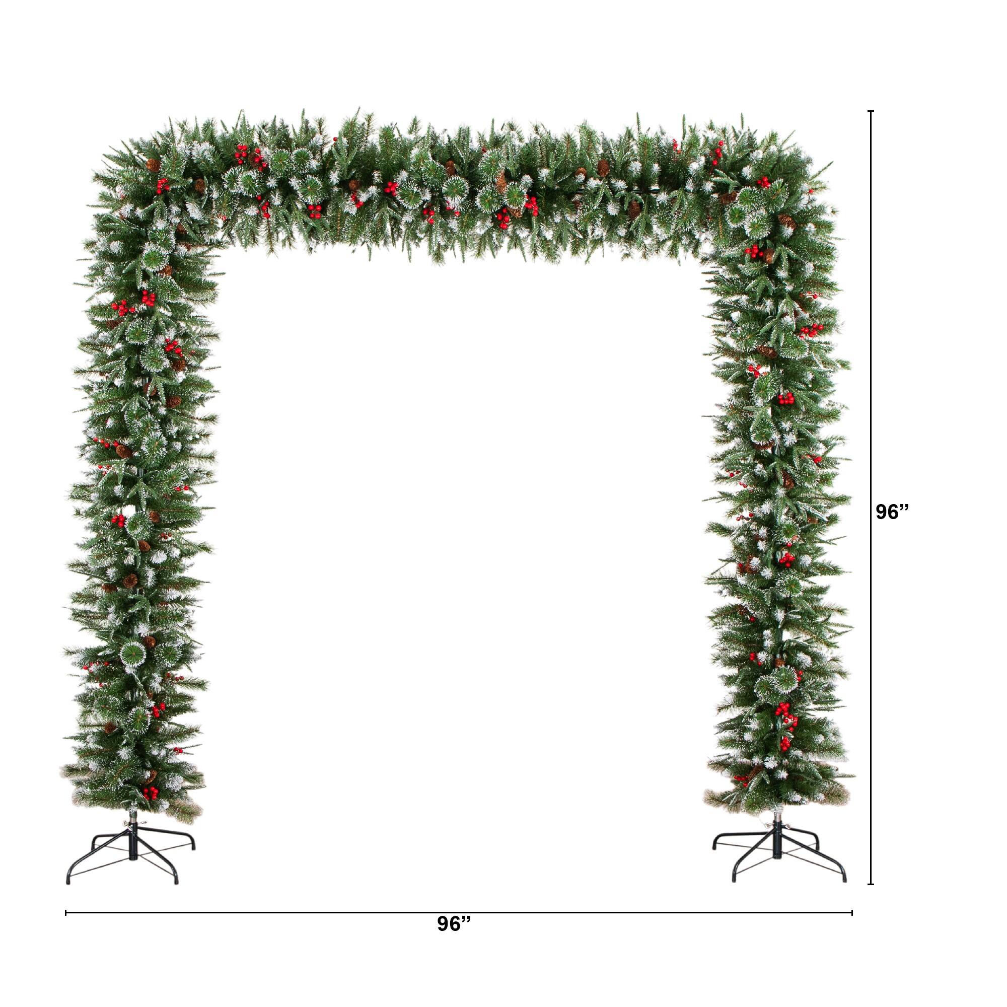 8ft. Holiday Green Pine Artificial Christmas Archway with Pinecones & Berries
